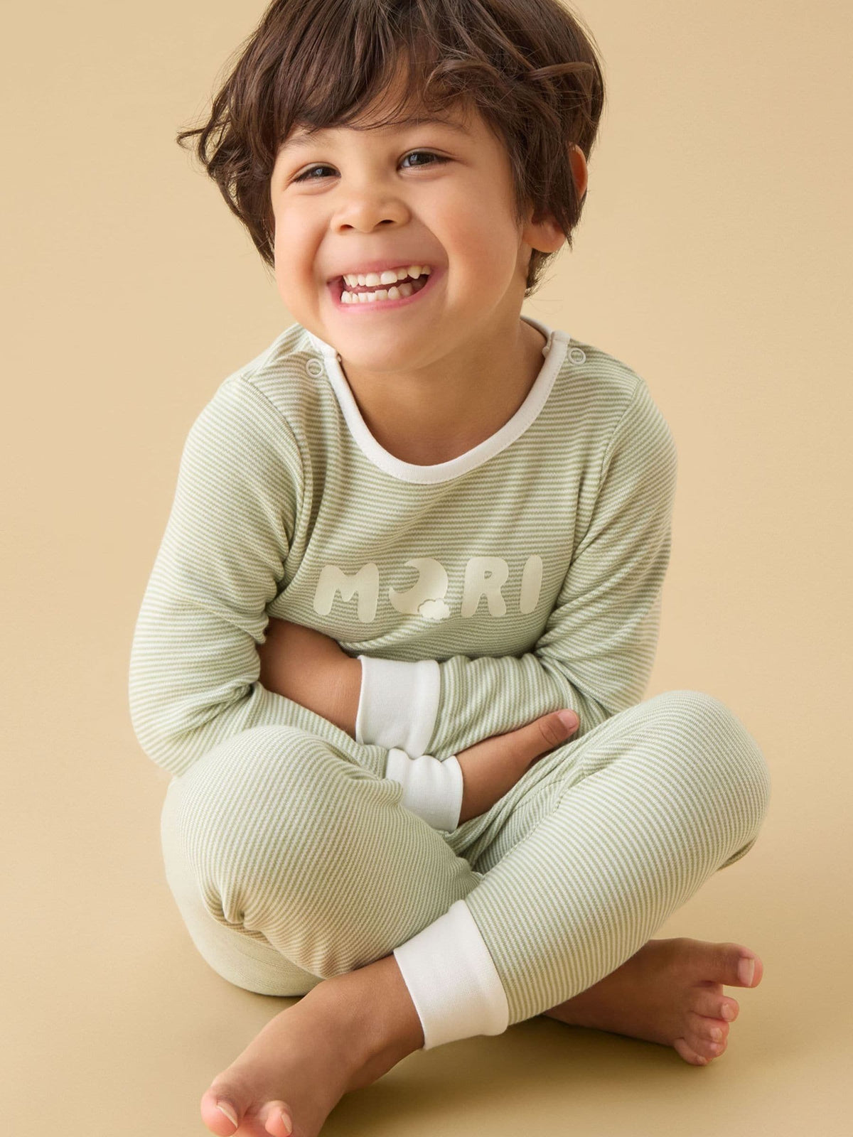 MORI Sage Green Sage Stripe Supersoft Pyjamas Set - image 1