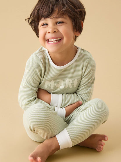 MORI Sage Green Sage Stripe Supersoft Pyjamas Set - image 1