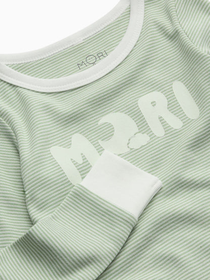MORI Sage Green Sage Stripe Supersoft Pyjamas Set - image 4