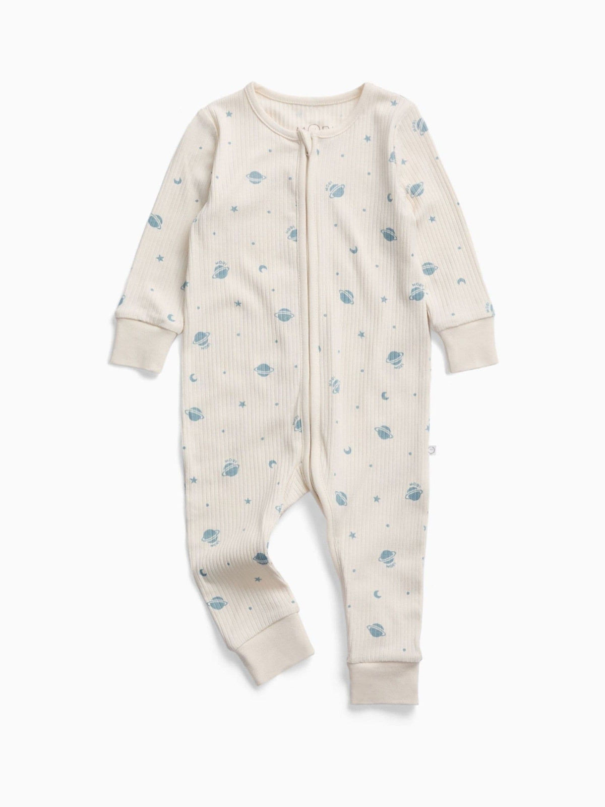 MORI Cream Space Print Supersoft Ribbed Two Way Zip-Up Sleepsuit - image 3