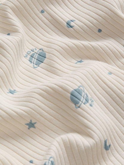 MORI Cream Space Print Supersoft Ribbed Two Way Zip-Up Sleepsuit - image 5