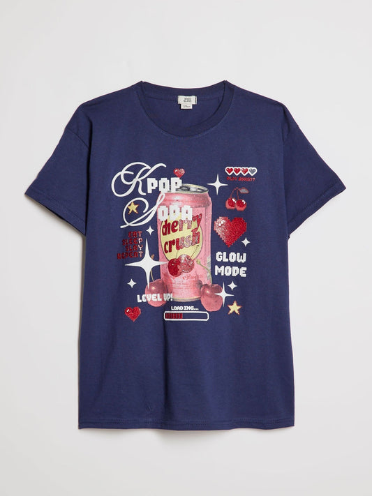 Dsiney Kidz - River Island Blue Cherry Soda Short Sleeve T-Shirt image 1