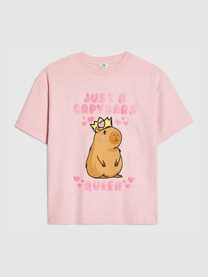 Dsiney Kidz - River Island Pink Capybara Queen T-Shirt image 1
