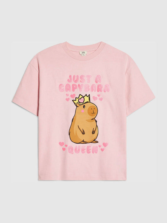 Dsiney Kidz - River Island Pink Capybara Queen T-Shirt image 1