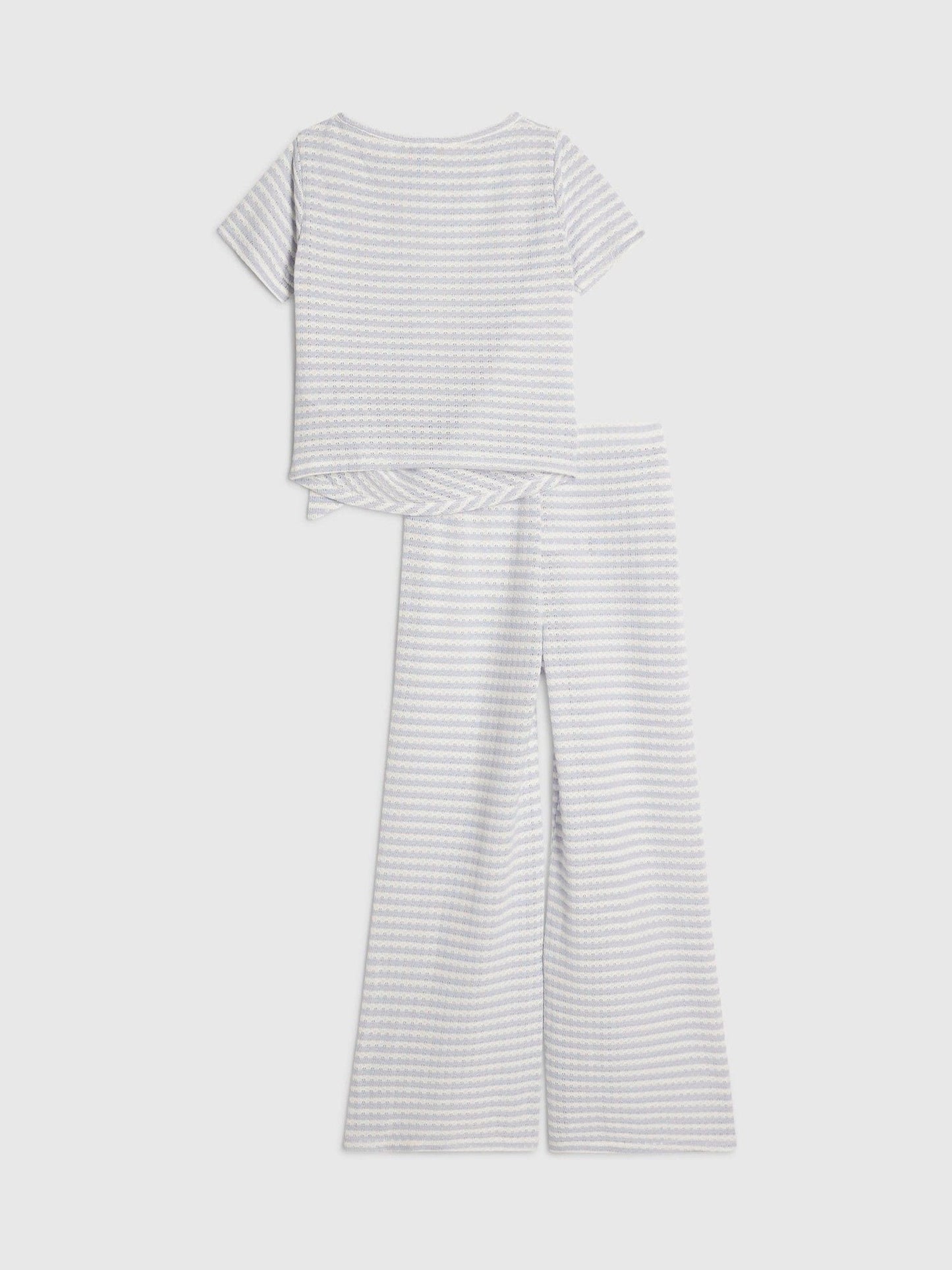 Dsiney Kidz - River Island White Stripe Textured Tie Top & Short Set image 3