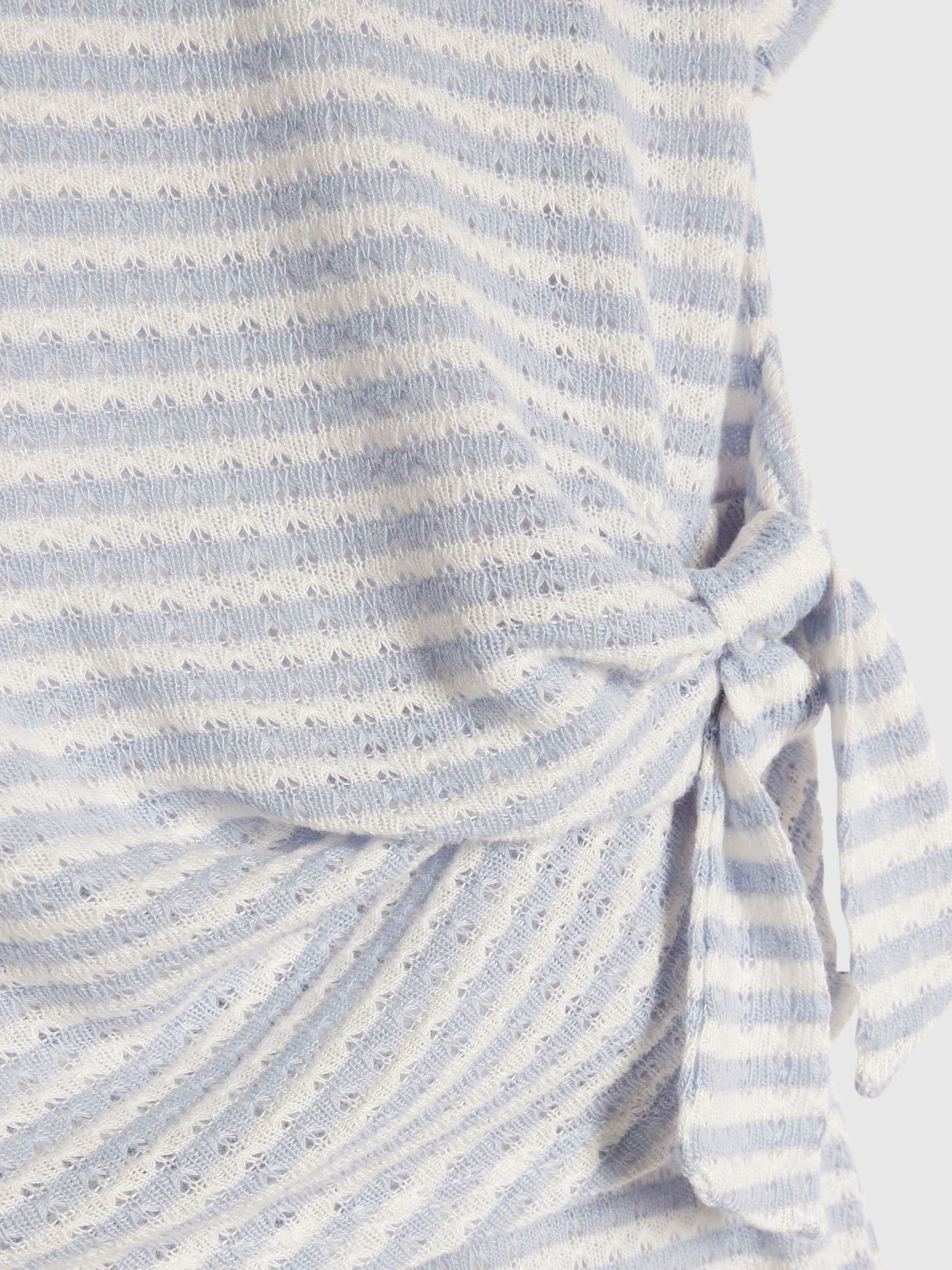 Dsiney Kidz - River Island White Stripe Textured Tie Top & Short Set image 4