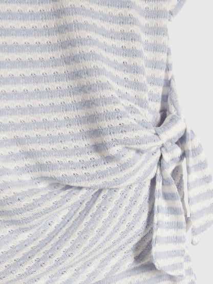 Dsiney Kidz - River Island White Stripe Textured Tie Top & Short Set image 4