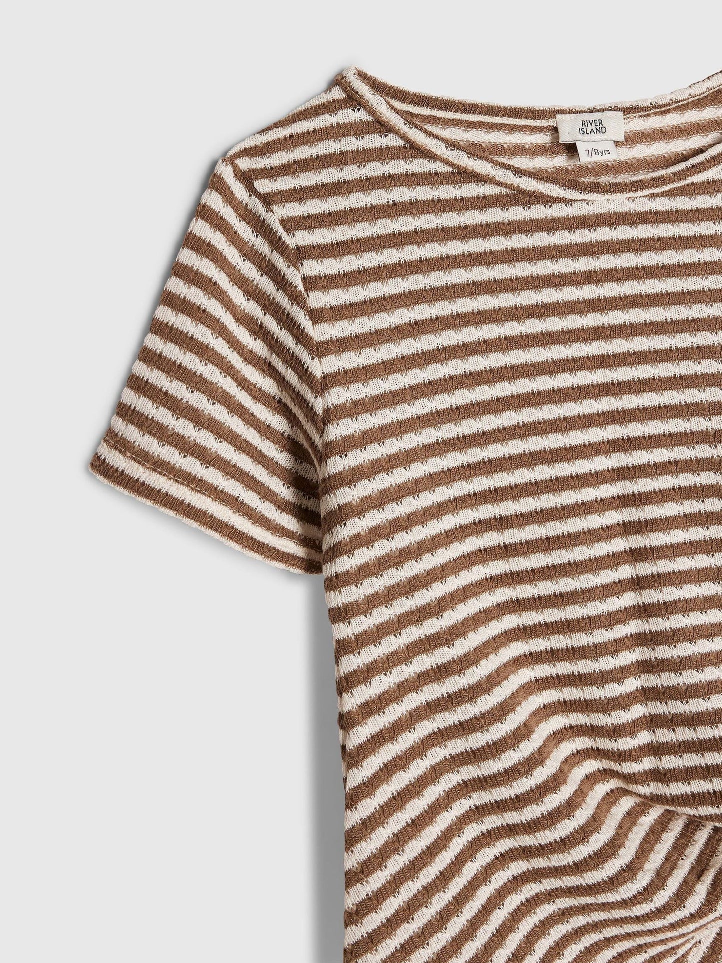 Dsiney Kidz - River Island Brown Stripe Textured Tie Top & Short Set image 4
