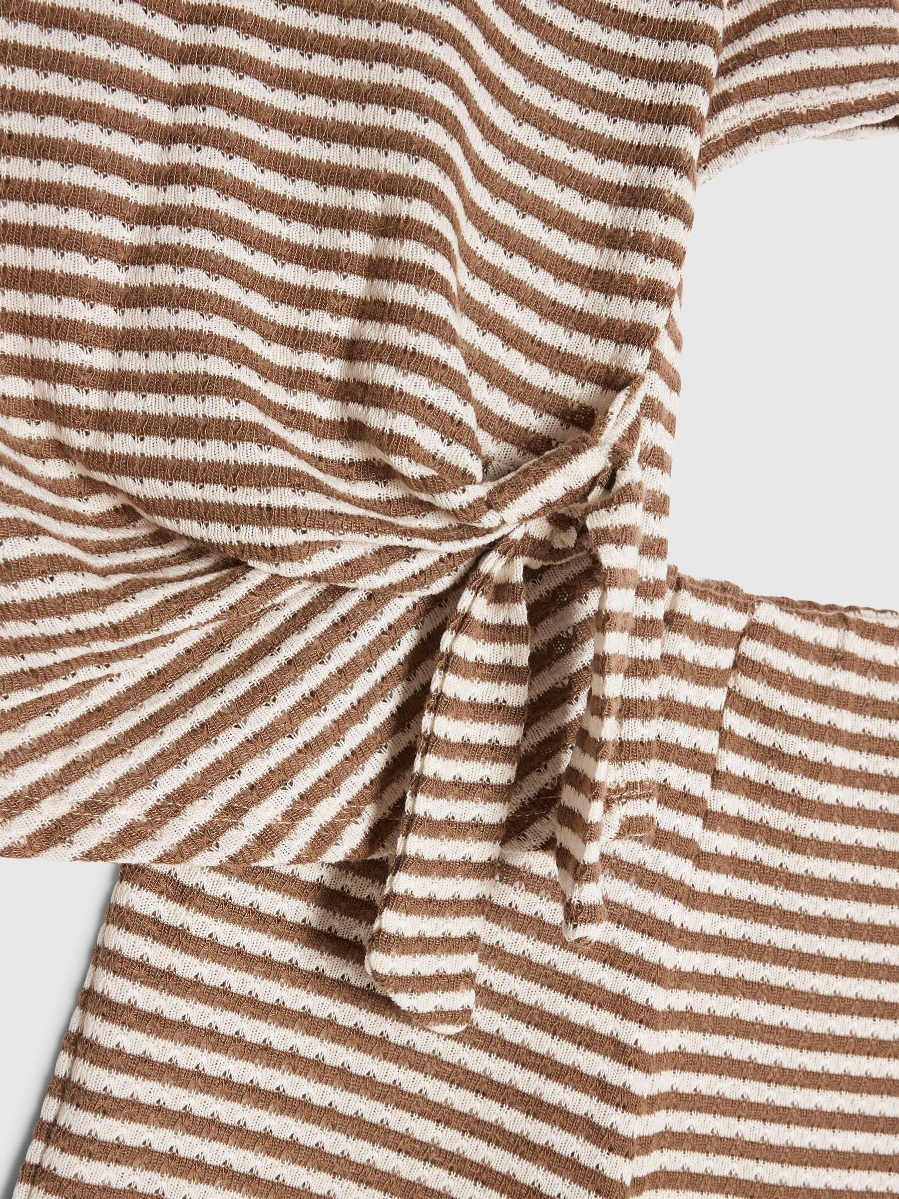 Dsiney Kidz - River Island Brown Stripe Textured Tie Top & Short Set image 5