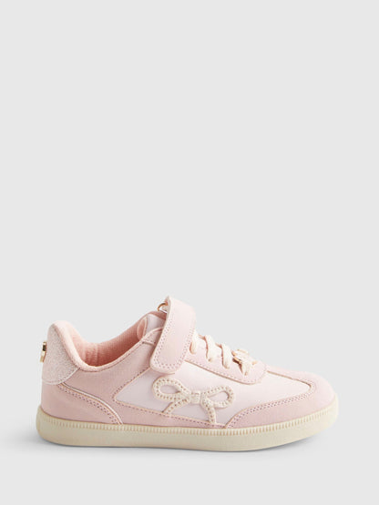 River Island Pink Bow Strap Trainers image 1