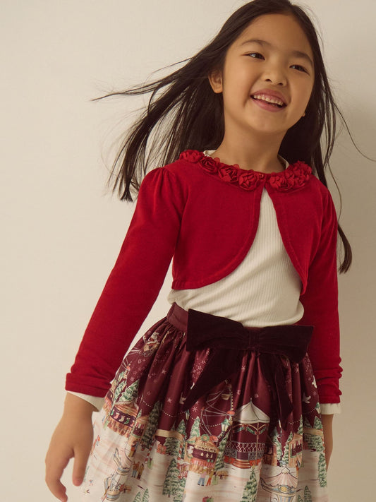 Monsoon Red Ottilie Appliqué Rose Cardigan - image 1