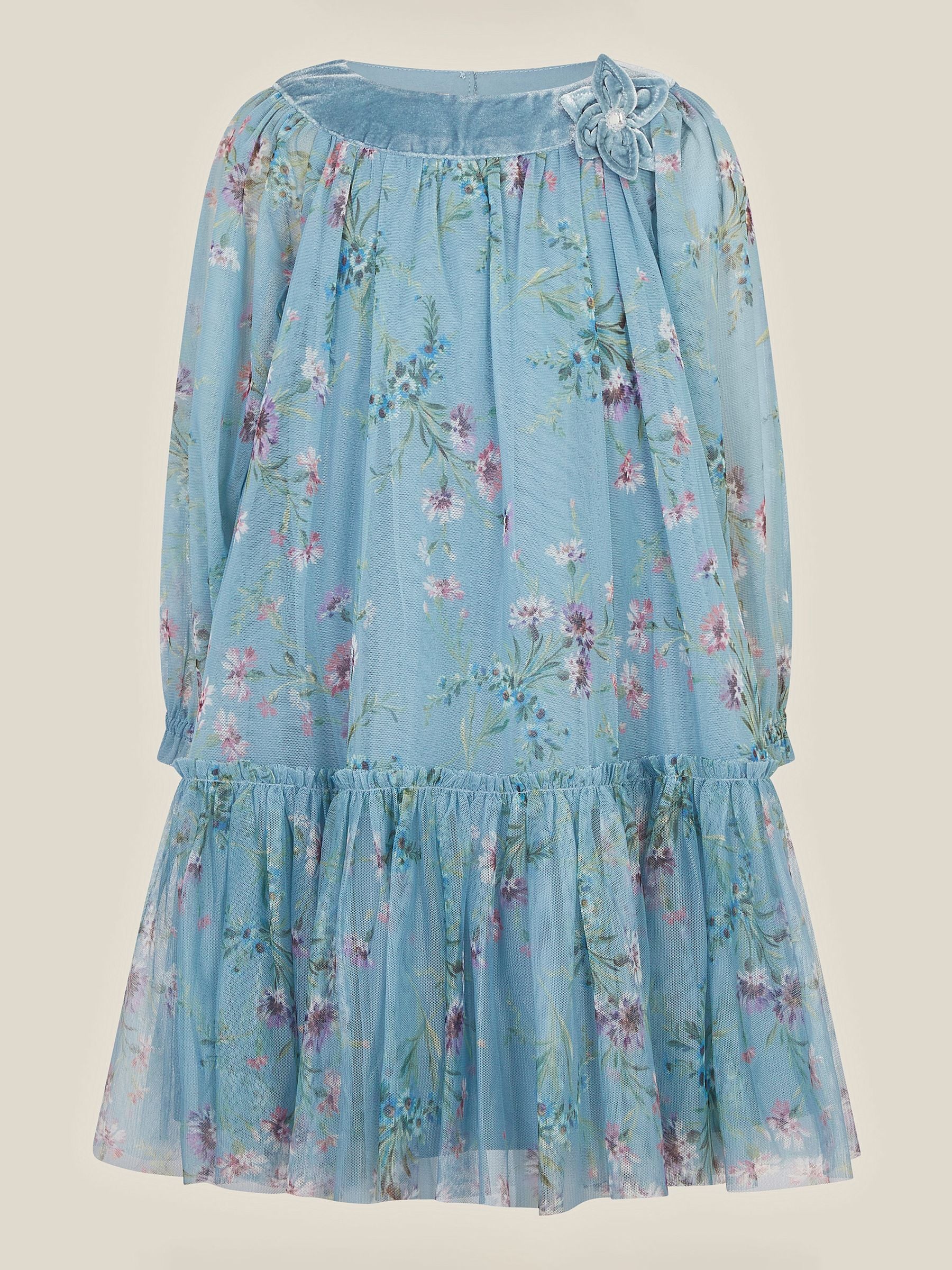 Dsiney Kidz - Monsoon Blue Naina Floral Mesh Party Dress image 2