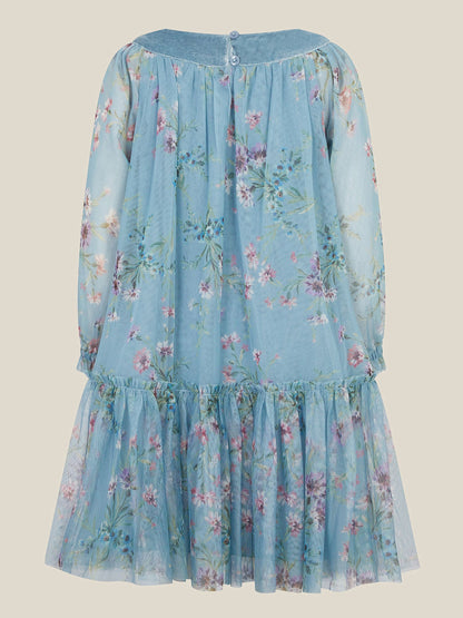 Dsiney Kidz - Monsoon Blue Naina Floral Mesh Party Dress image 3