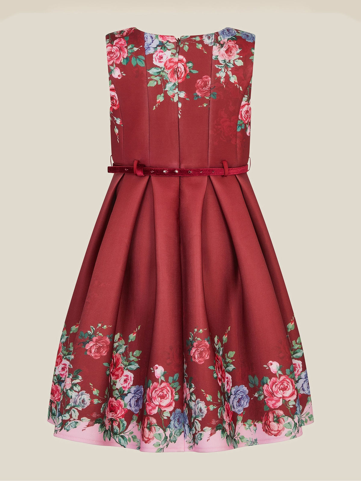 Monsoon Red Floral Print Pleated Party Dress - image 3