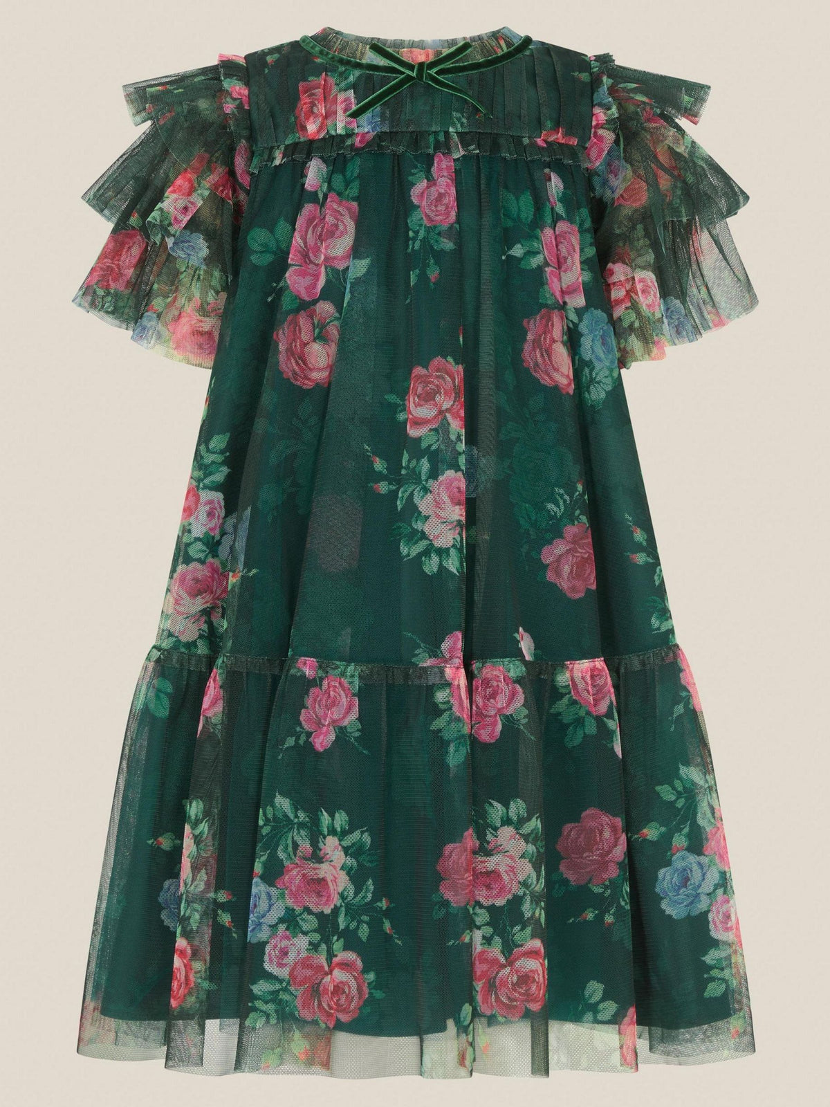 Dsiney Kidz - Monsoon Green Thalia Rose Print Tulle Party Dress image 1