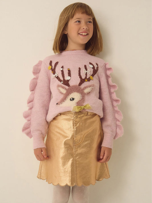 Monsoon Gold Jadine Scallop Metallic Skirt - image 1