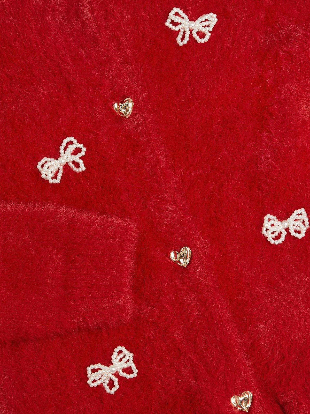 Monsoon Red Pearl Bow Fluffy Cardigan - image 2
