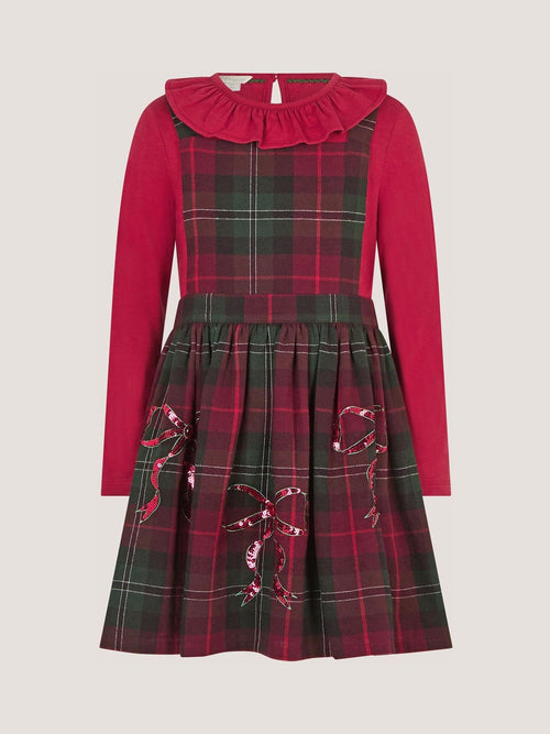 Dsiney Kidz - Monsoon Red Frill Top & Tartan Pinafore Dress Set image 1