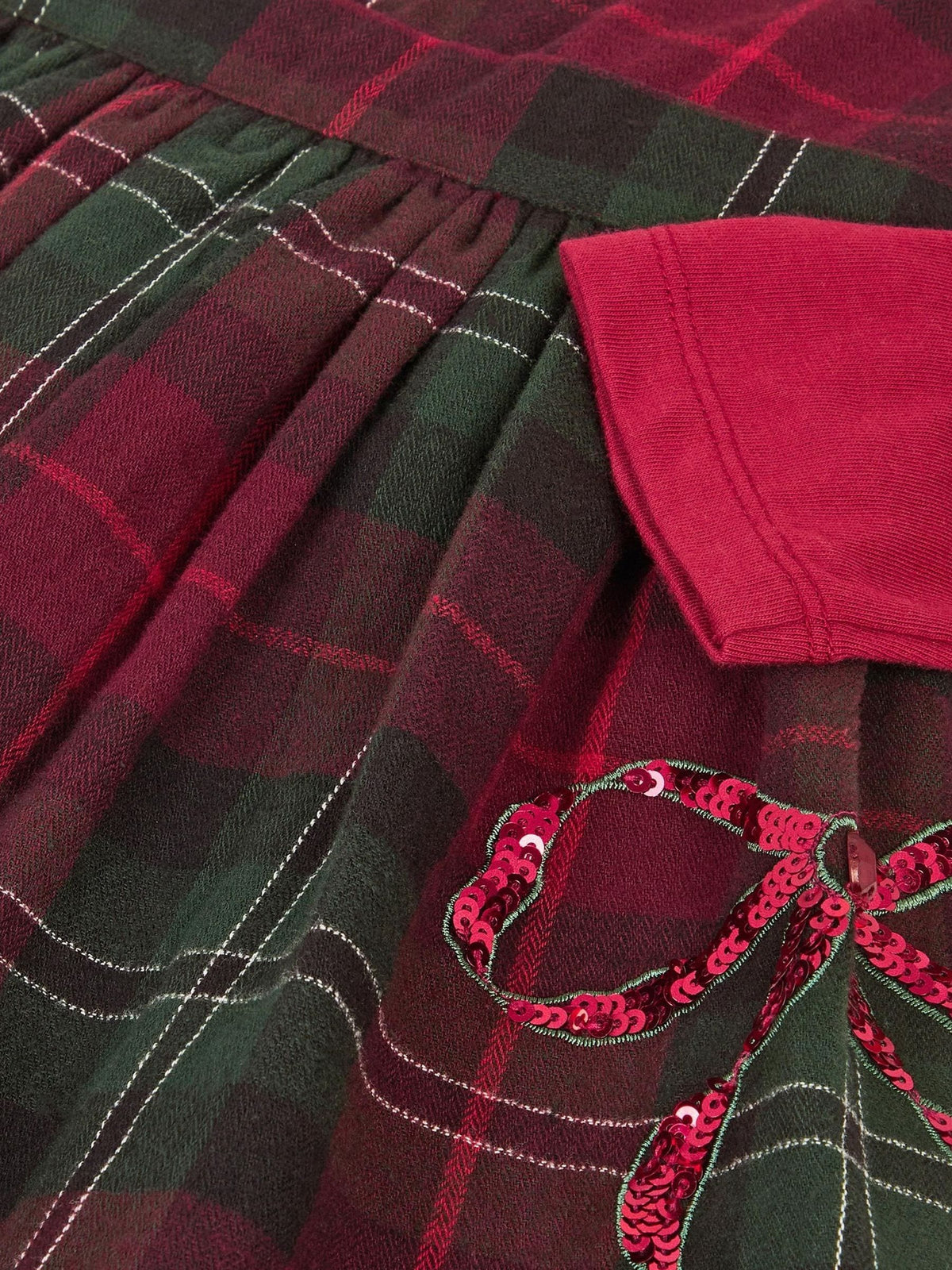 Dsiney Kidz - Monsoon Red Frill Top & Tartan Pinafore Dress Set image 2