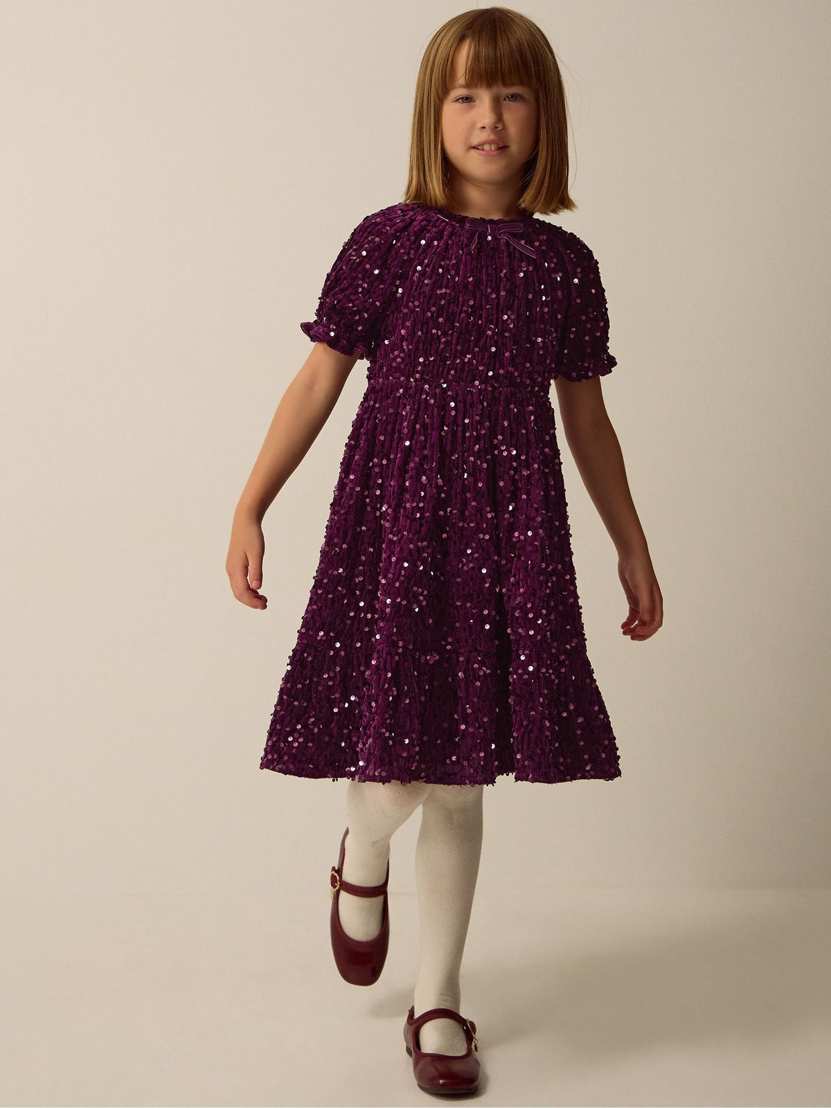 Monsoon Purple Fenella Sequin Velvet Party Dress - image 1