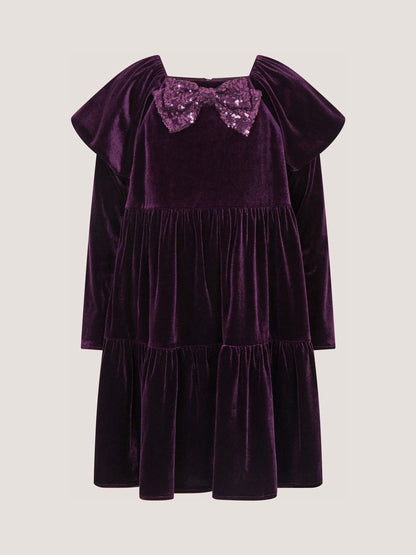 Dsiney Kidz - Monsoon Purple Verna Velvet Tiered Party Dress image 1