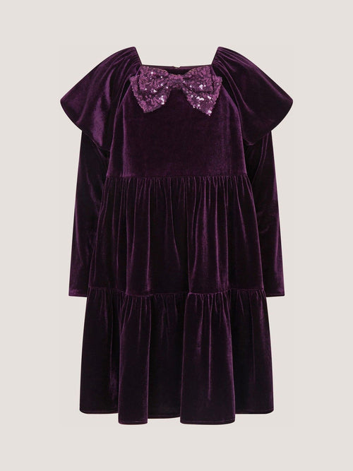 Dsiney Kidz - Monsoon Purple Verna Velvet Tiered Party Dress image 1
