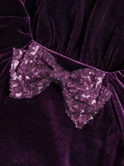 Dsiney Kidz - Monsoon Purple Verna Velvet Tiered Party Dress image 2