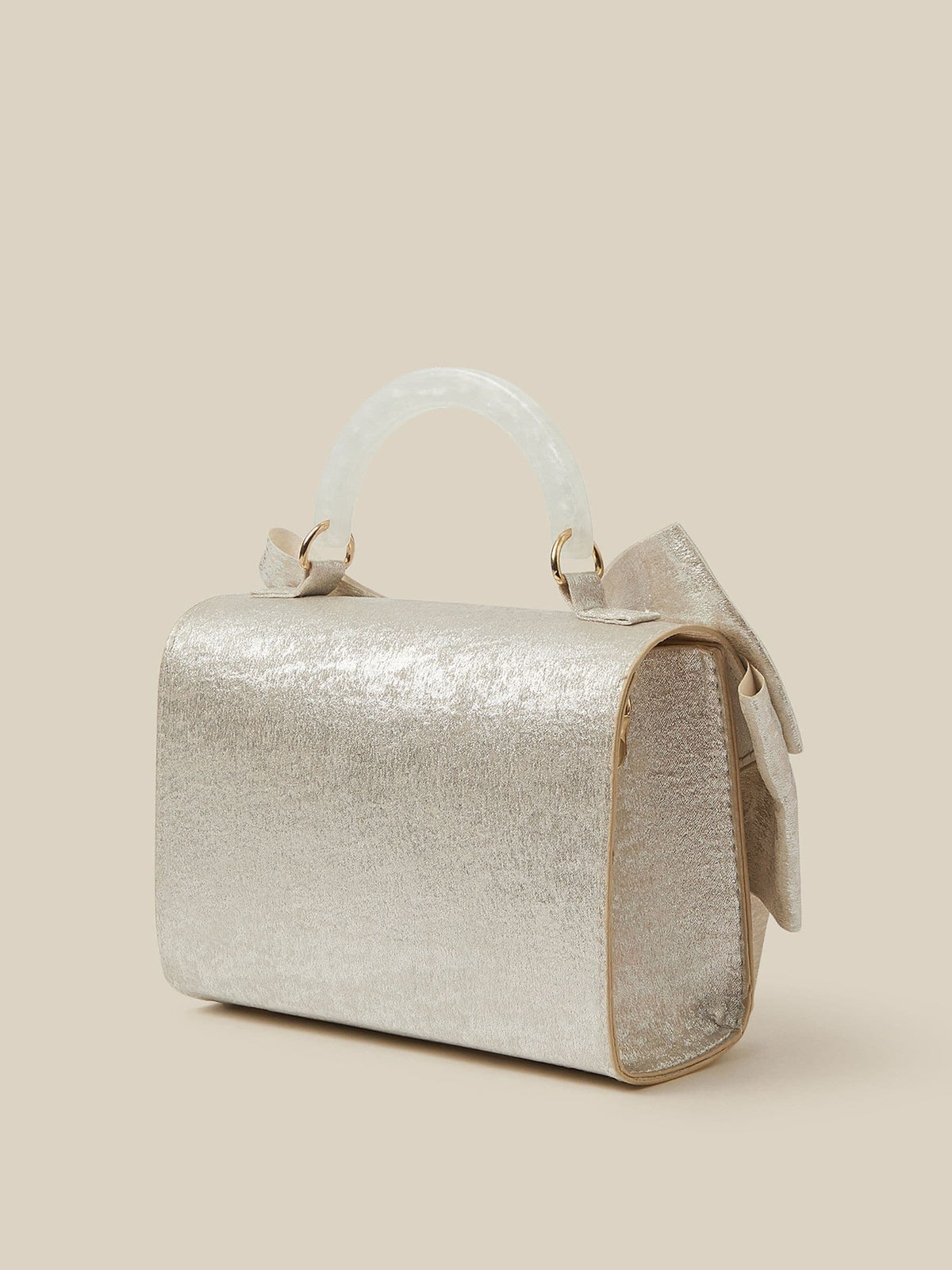 Monsoon Silver Satin Bow Bag - image 2