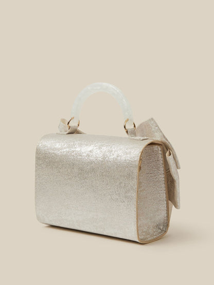 Monsoon Silver Satin Bow Bag - image 2