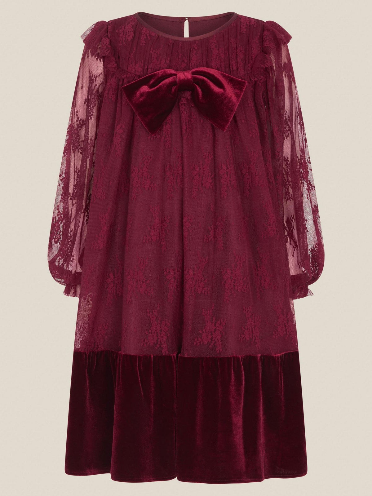 Dsiney Kidz - Monsoon Red Eilidh Lace Velvet Party Dress image 1