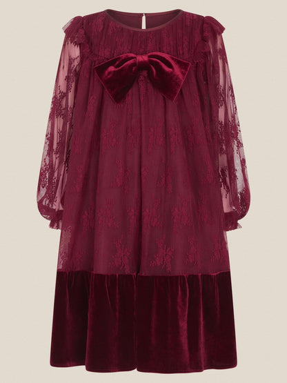 Dsiney Kidz - Monsoon Red Eilidh Lace Velvet Party Dress image 1