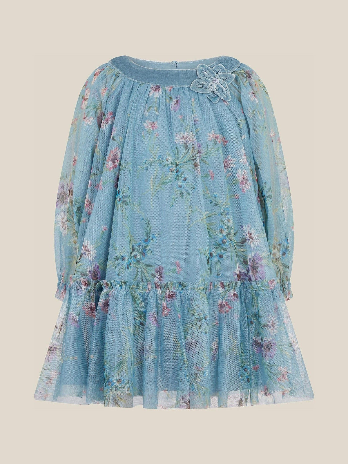 Dsiney Kidz - Monsoon Blue Baby Naina Floral Mesh Party Dress image 1