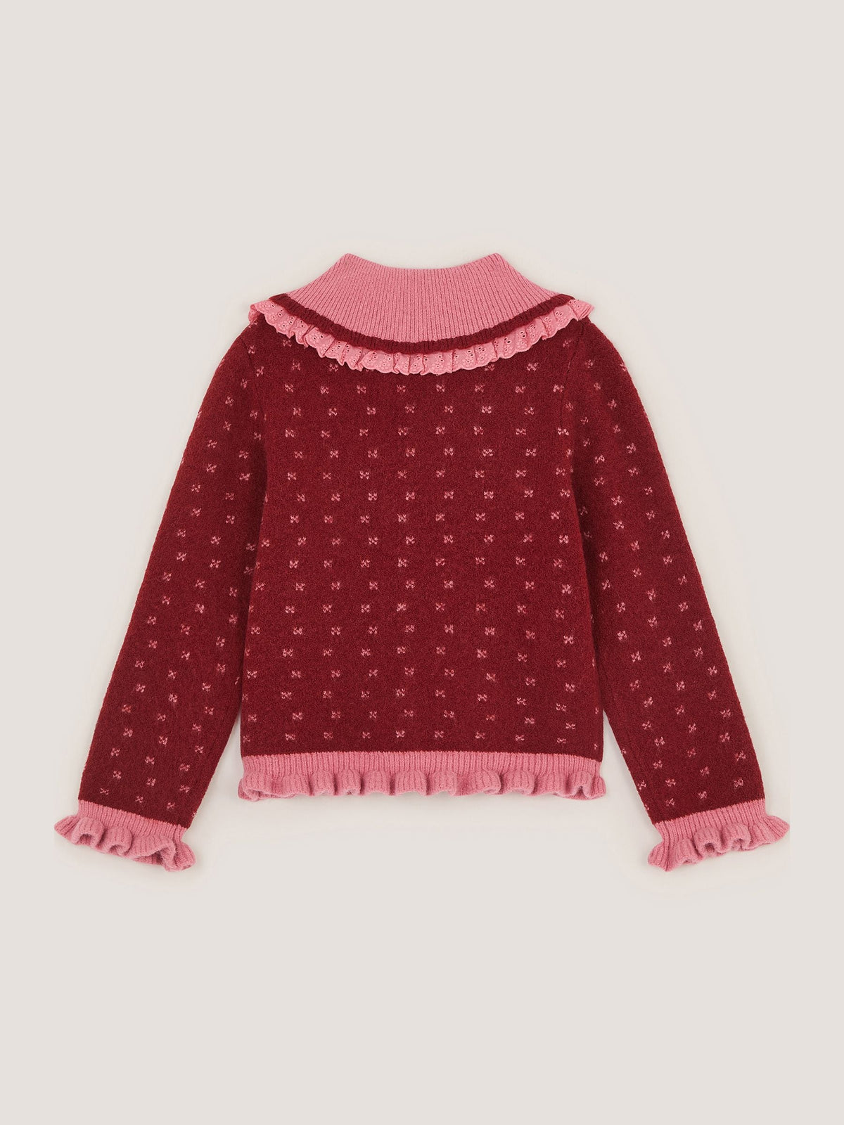 Monsoon Red Frill Collar Bow Cardigan - image 3