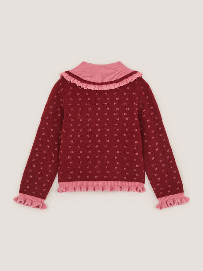 Monsoon Red Frill Collar Bow Cardigan - image 3