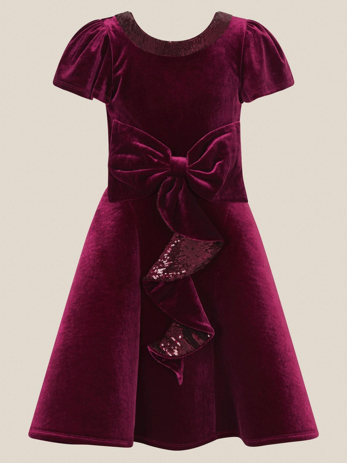 Monsoon Red Genevieve Sequin Bow Velvet Party Dress - image 3