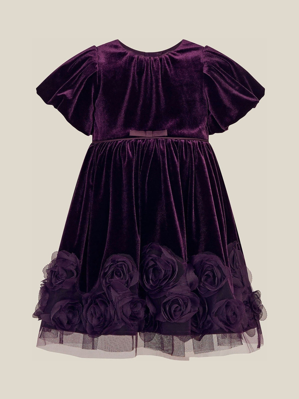 Monsoon Purple Baby Adelyn Rose Appliqué Velvet Party Dress - image 1