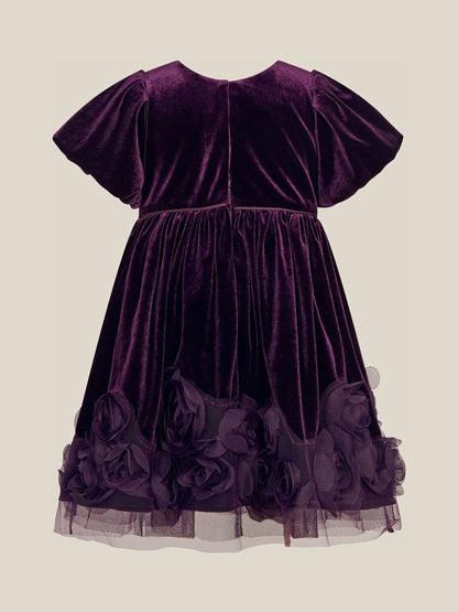 Monsoon Purple Baby Adelyn Rose Appliqué Velvet Party Dress - image 2