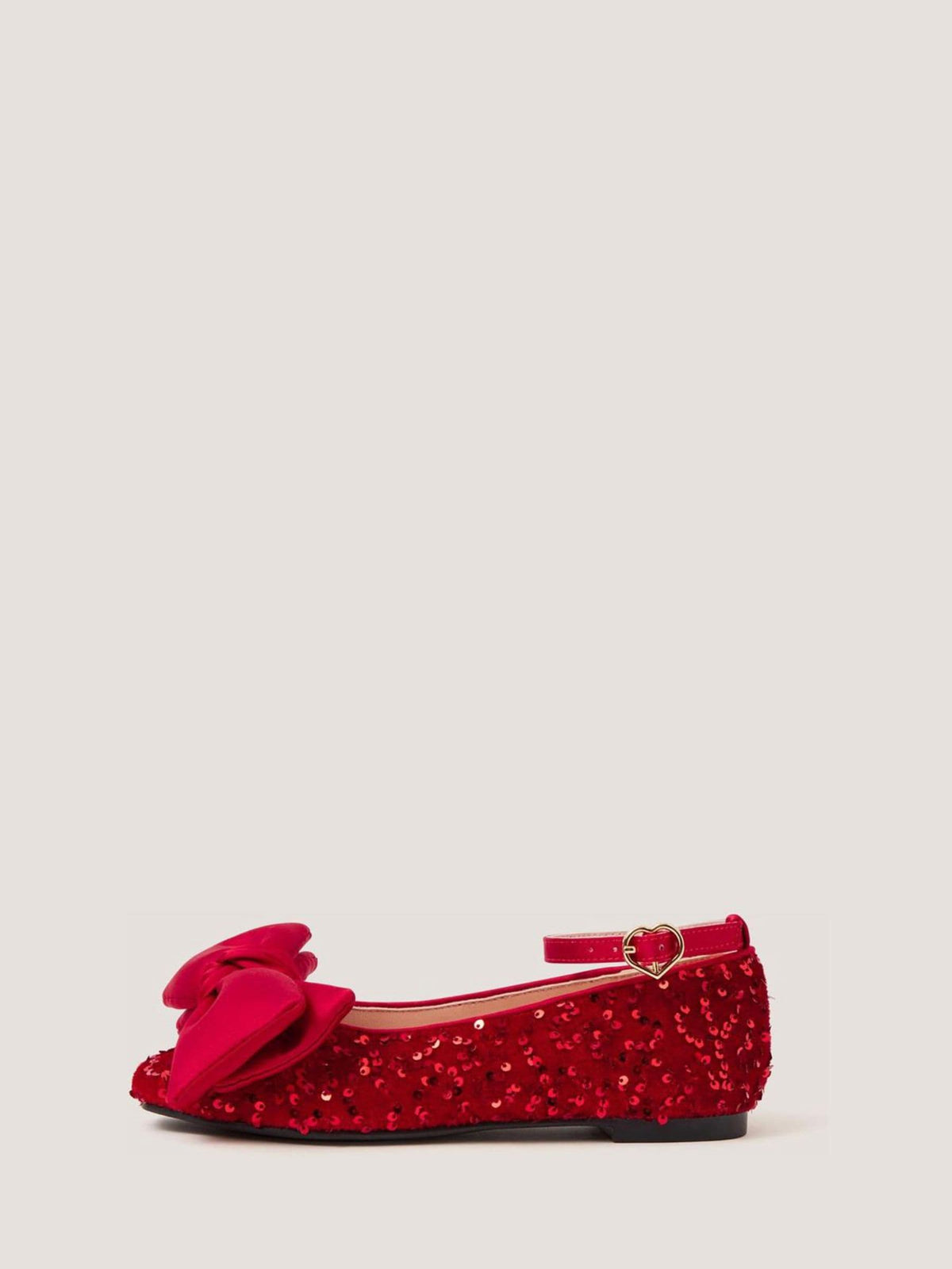 Monsoon Red Bow Sequin Velvet Ballet Flats - image 2
