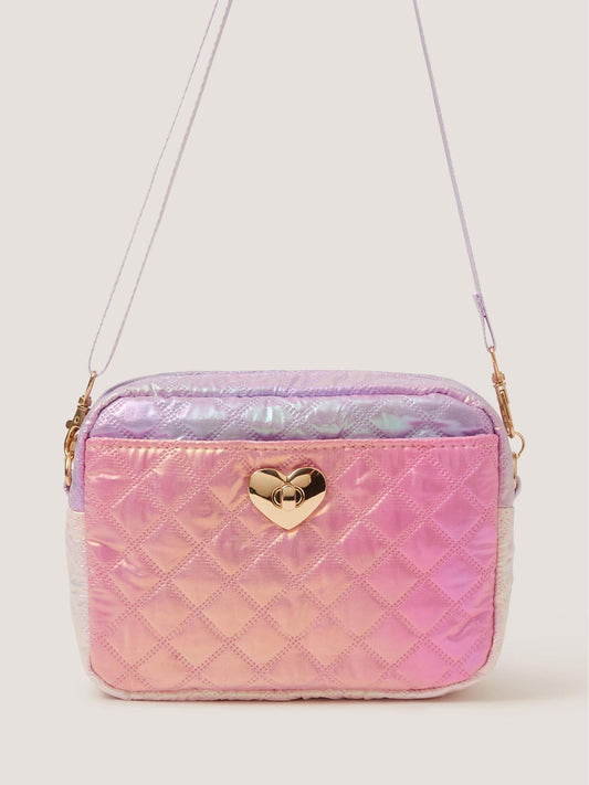 Monsoon Purple Iridescent Quilted Cross-Body Bag - image 1