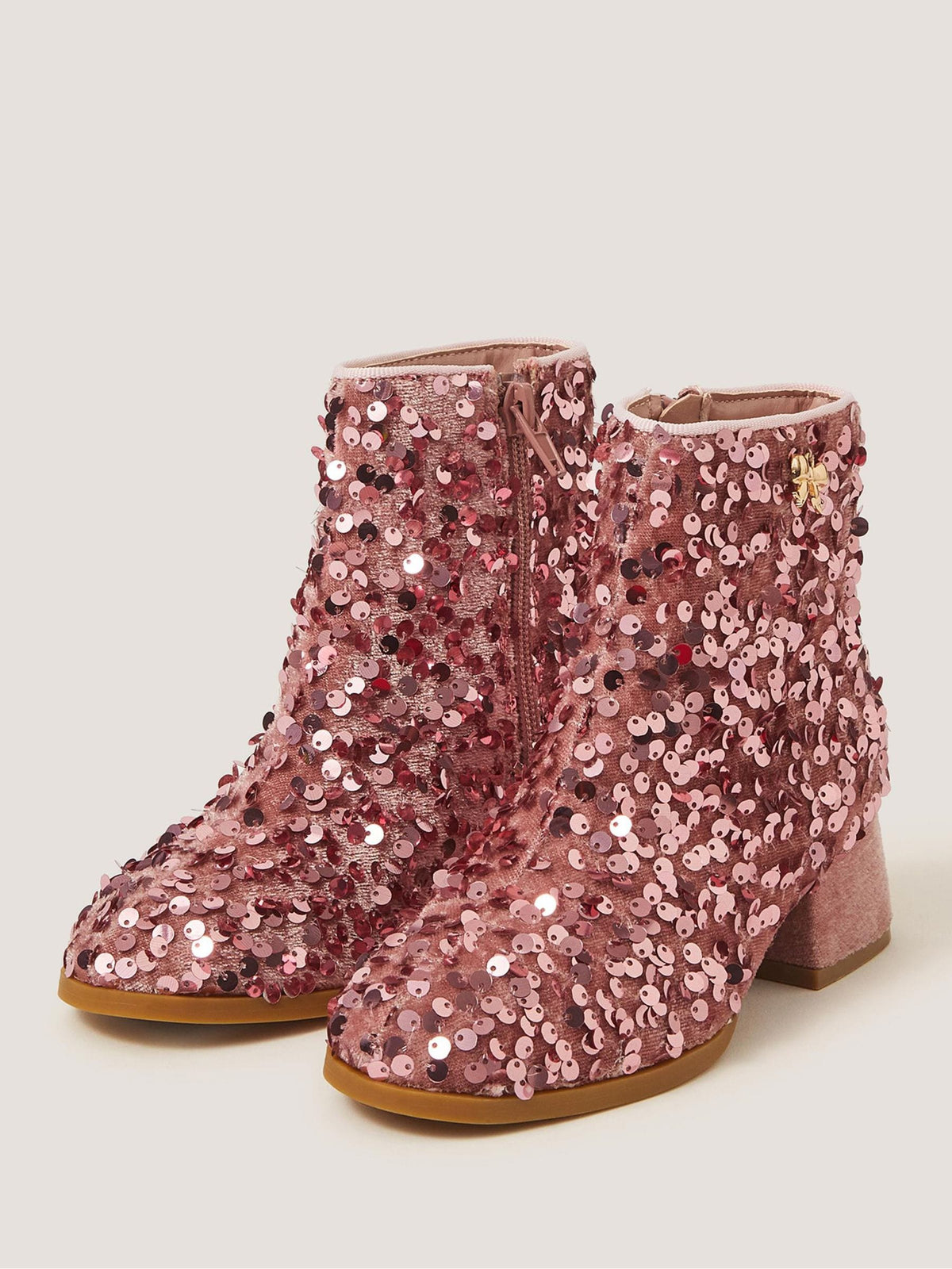 Dsiney Kidz - Monsoon Pink Sequin Velvet Ankle Boots image 1