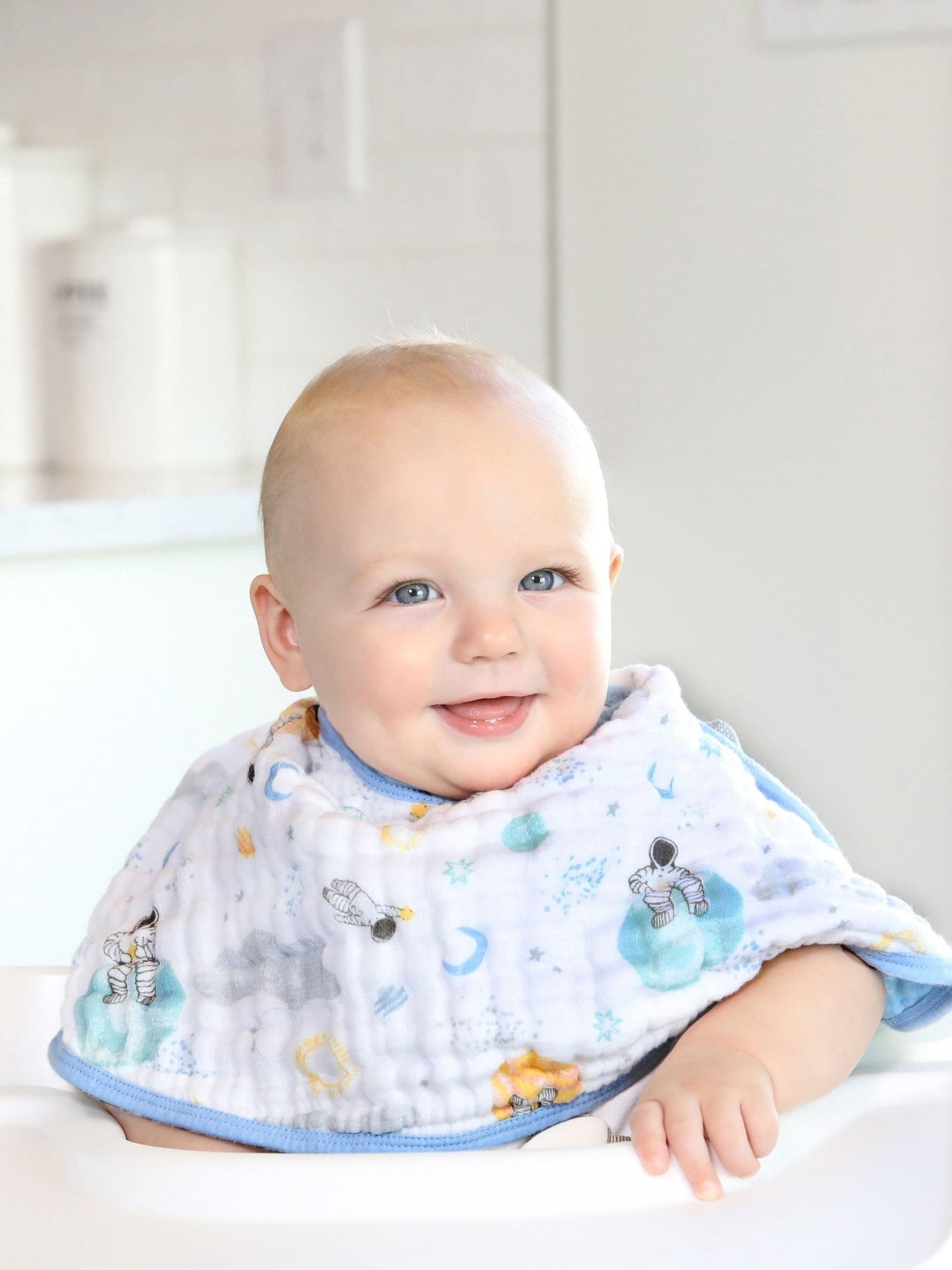 aden + anais Natural Essentials Cotton Space Explorers Muslin Baby Burpy 100% Cotton Bib image 1