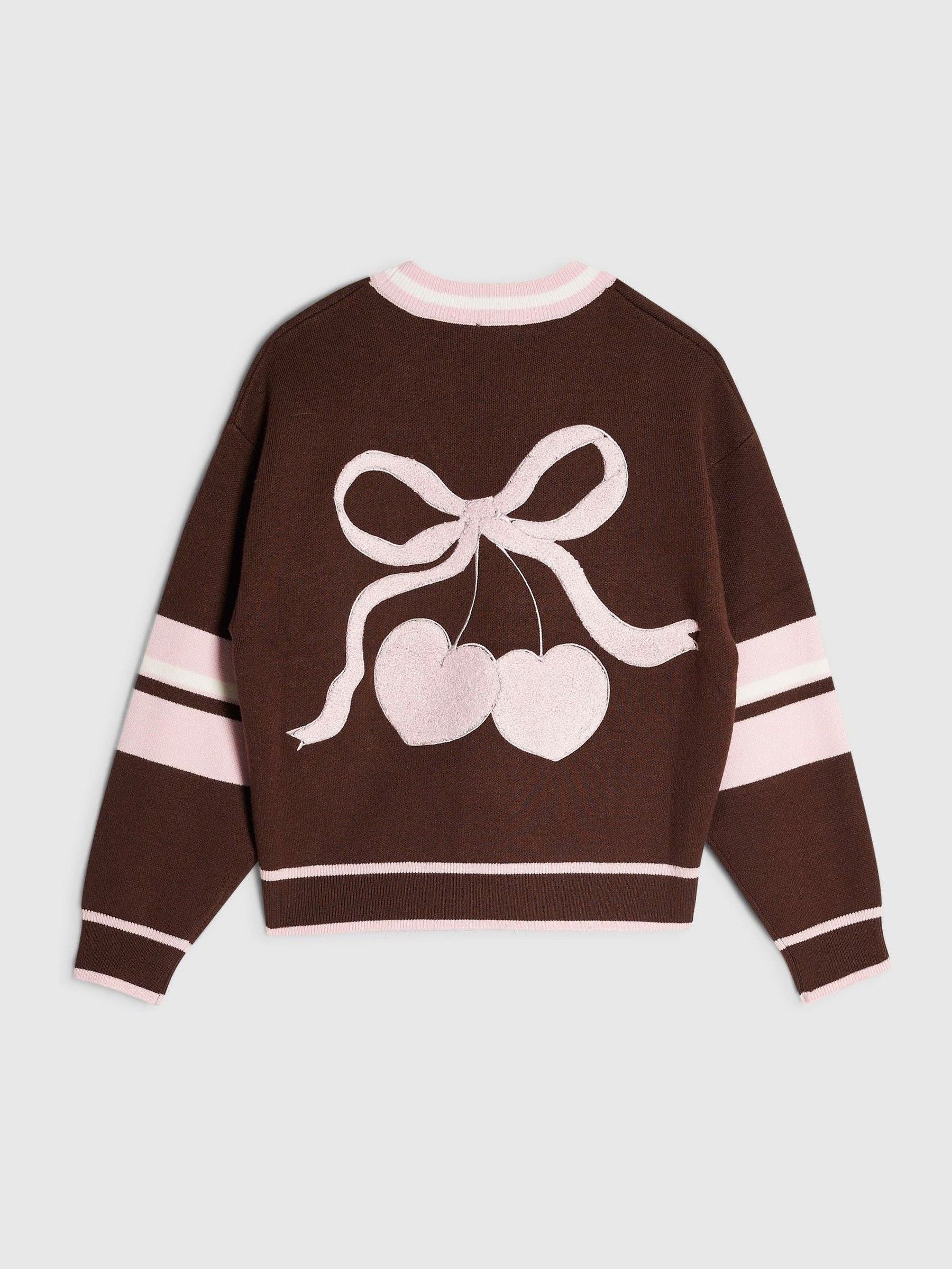 Dsiney Kidz - River Island Brown Stripe Cherry Cardigan image 2