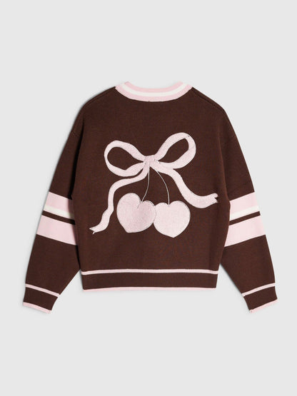 Dsiney Kidz - River Island Brown Stripe Cherry Cardigan image 2