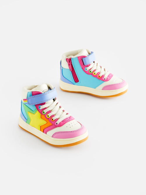 Little Bird by Jools Oliver Multi Pastel Star Hi-Top Trainers image 1