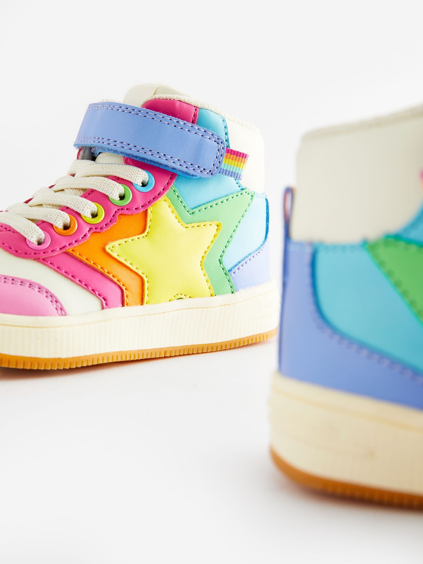 Little Bird by Jools Oliver Multi Pastel Star Hi-Top Trainers image 3