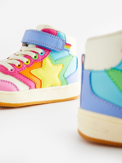 Little Bird by Jools Oliver Multi Pastel Star Hi-Top Trainers image 3