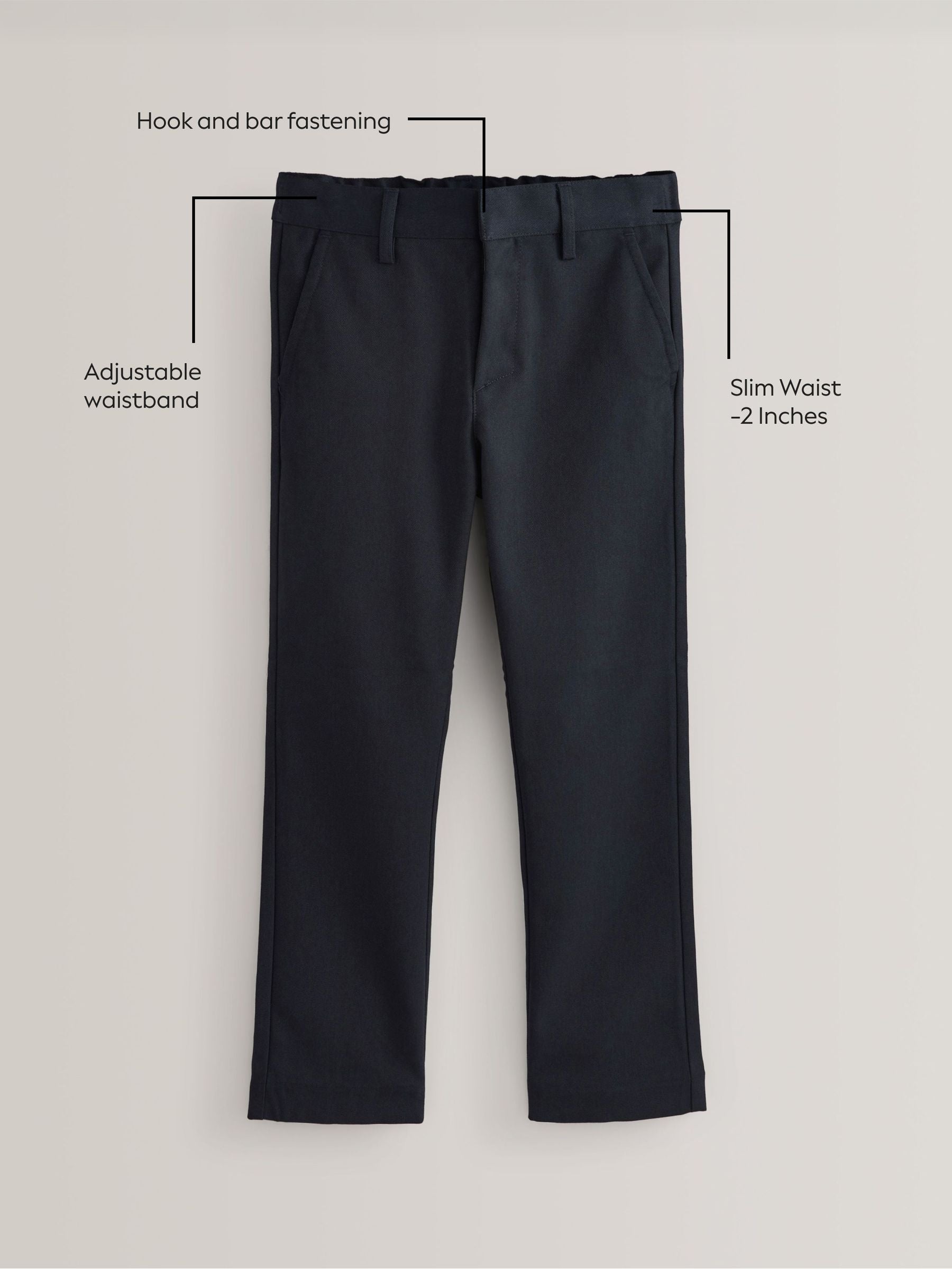 Dsiney Kidz - Navy Slim Waist Slim Leg School Formal Trousers (3-17yrs) image 5