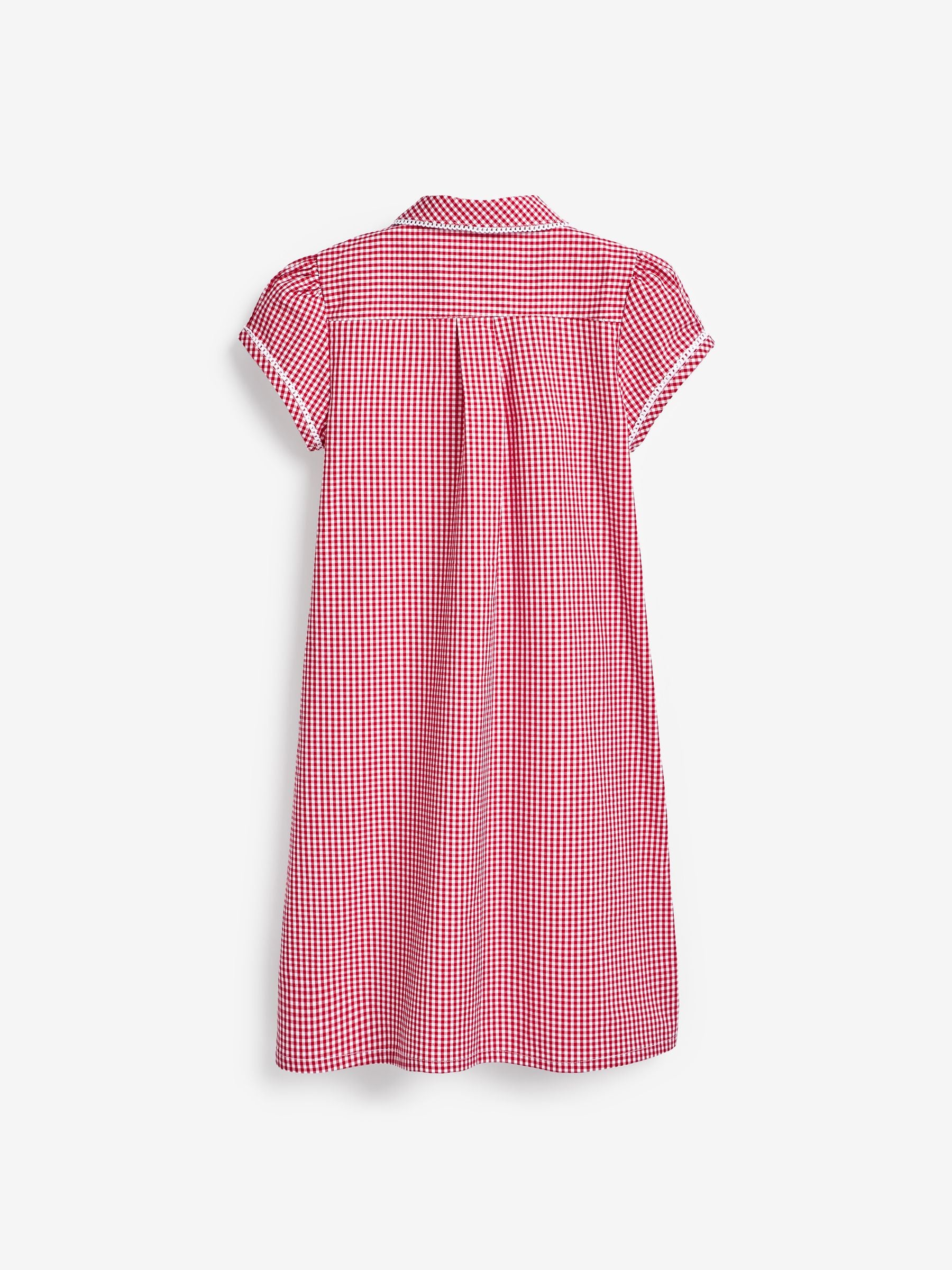 Red Cotton Rich Button Front Lace Gingham School Dress (3-14yrs) image 6