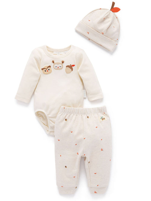 Dsiney Kidz - Purebaby Natural Bodysuit, Leggings & Hat Gift Set 3 Piece image 1