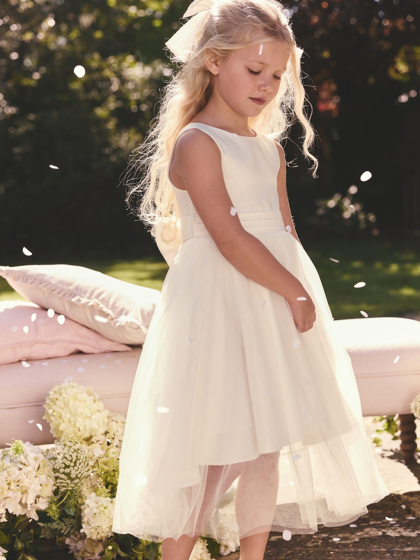 Ivory Cream Flower Girl Bow Dress (3mths-16yrs)
